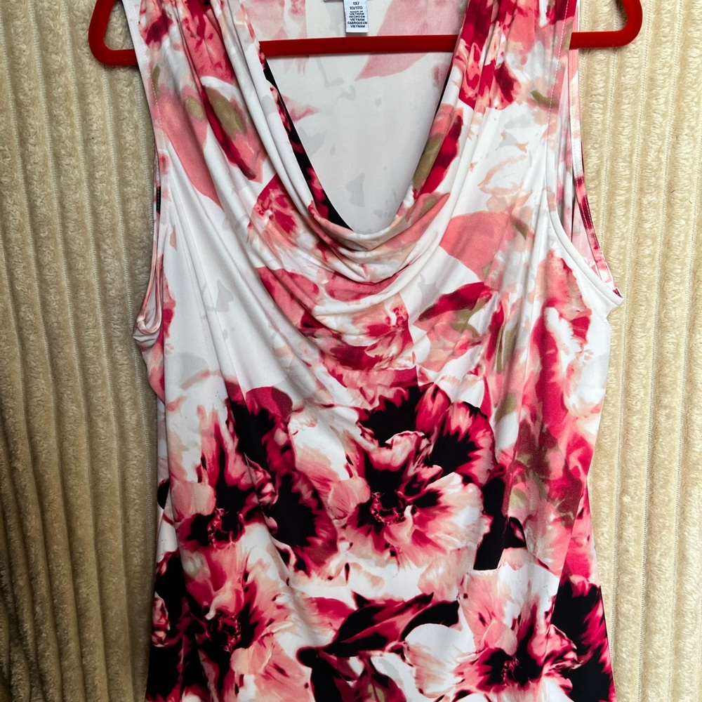 Calvin Klein Pink Floral Cowl Neck Blouse